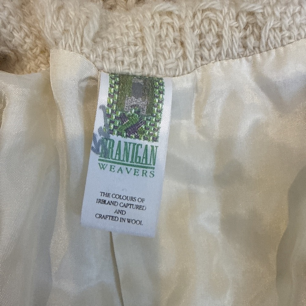 Branigan Weavers Womens Wool Sweater Coat Jacket Cardigan Ireland Ivory Medium - Picture 4 of 8